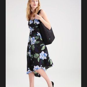 Banana Republic Blue Floral Flare Dress Sz 12